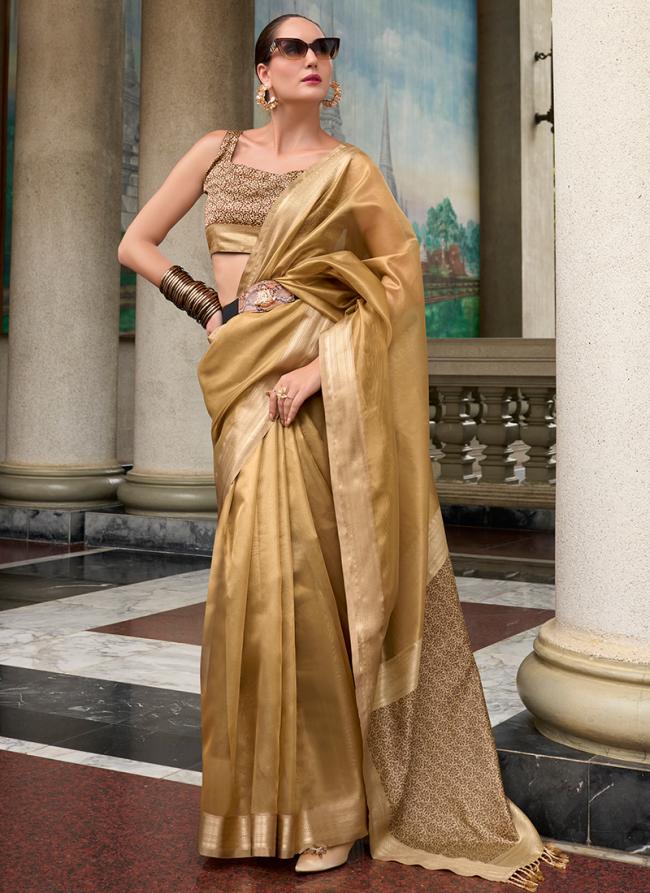 Pure Tissue Yellow Daily Wear Plain Saree